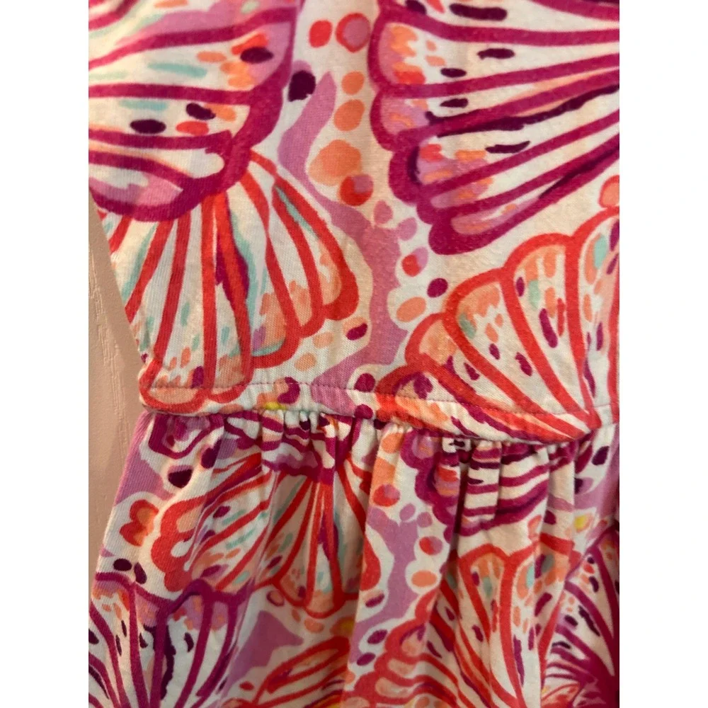 Gymboree Dress Pink Orange Seashell Print Sleeveless Summer Knit Kids M 7-8